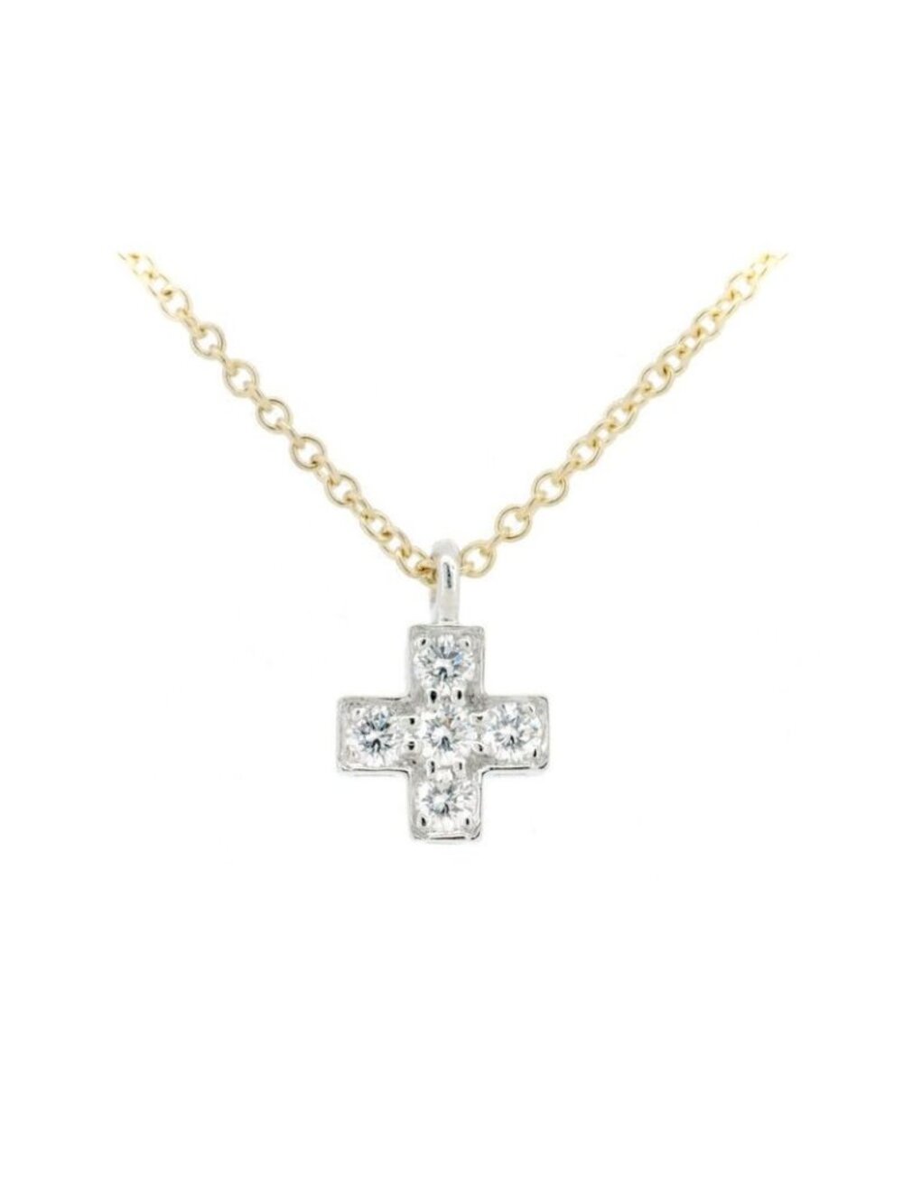 Tiffany & Co Cruciform Diamond Necklace 18K Yellow Gold Pt950